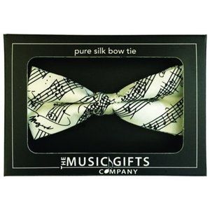 Black and White Mozart Silk Bow Tie